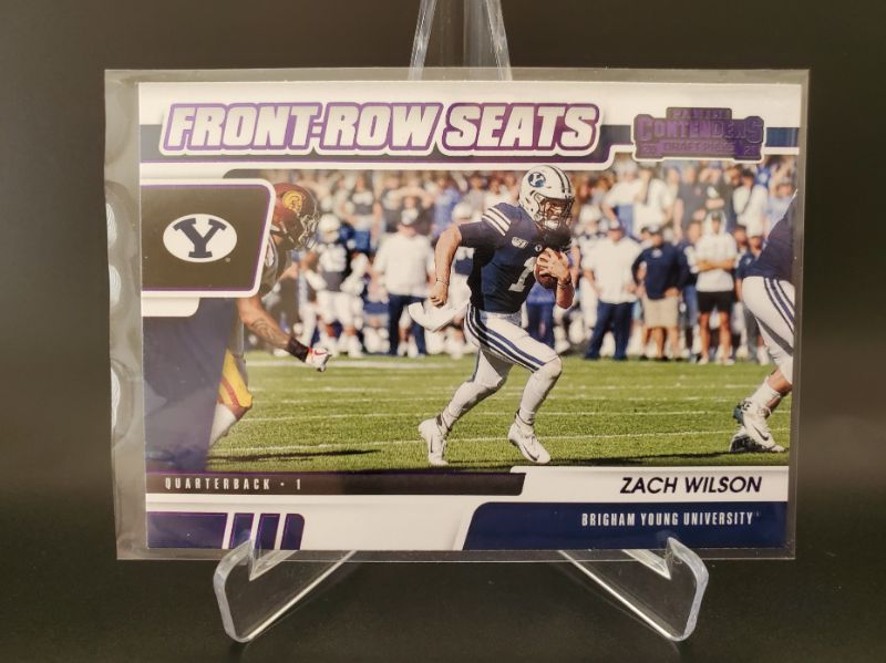 Photo 1 of 2021 PANINI CONTENDERS ZACH WILSON FRONT ROW   PURPLE VARIATION!!!
WOW A REALLY RARE CARD HERE!!
