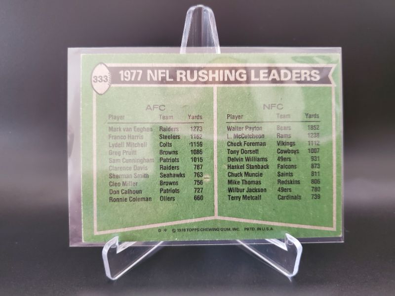 Photo 1 of 1978 WALTER PAYTON/VAN EEEGAN RUSHING LEADERS CARD!!
SHARP SHARP CARD HERE