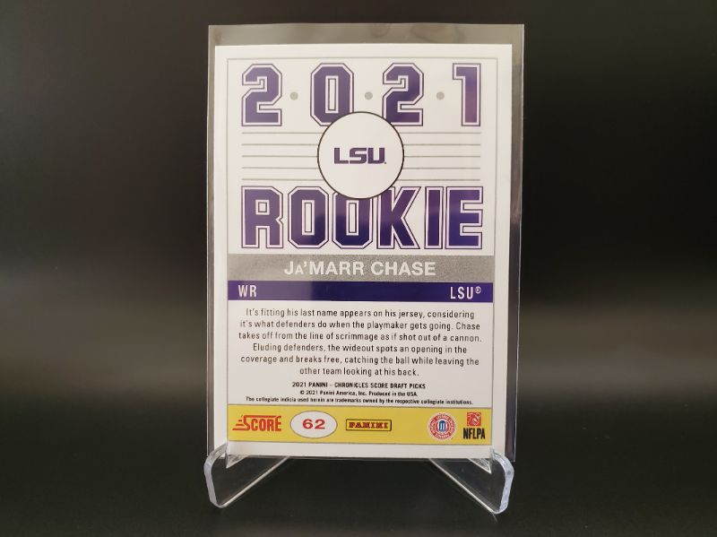 Photo 2 of 2021 SCORE JAMARR CHASE ROOKIE!!
ABSOLUTELY A GEM CARD HERE!! GET IT GRADED FAST!!
ROOKIE OF THE YEAR LEADER HERE!!