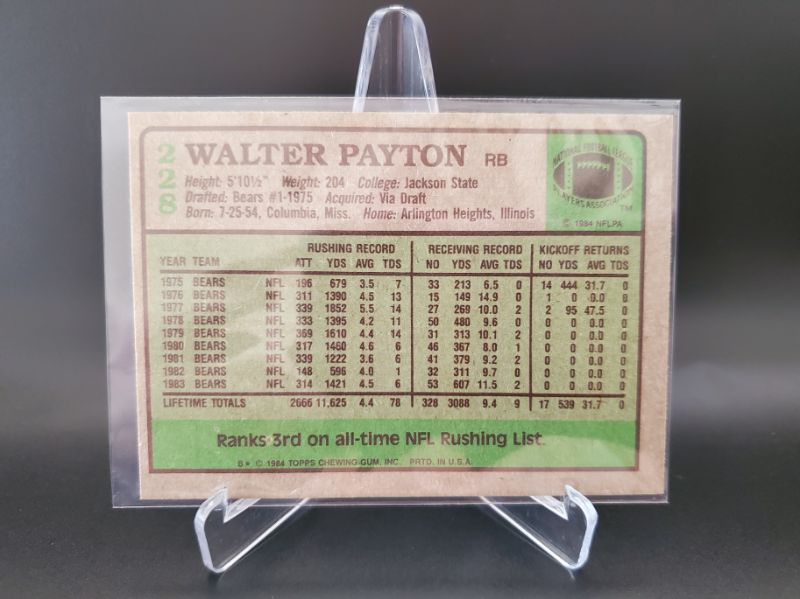 Photo 2 of 1984 TOPPS WALTER PAYTON!!
A VERY HARD CARD TO FIND CENTERED AND THIS SHARP!!