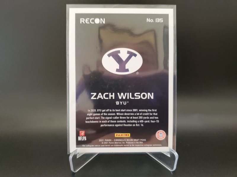 Photo 2 of 2021 PANINI RECON ZACH WILSON!! WHAT AN AMAZING CARD HERE!!
RARE CARD AND WOW IS IT SHARP