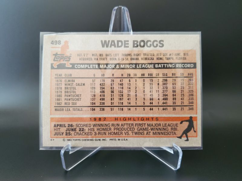 Photo 2 of 1983 WADE BOGGS ROOKIE!!
A HALL OF FAMER AT HIS BEST AND A SHARP CARD TO BOOT!!!