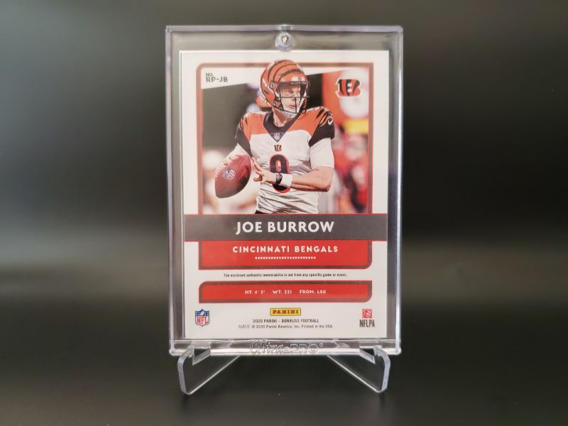 Photo 2 of 2020 DONRUSS JOE BURROW ROOKIE PHENOM JERSEY CARD!!
WHAT AN AMAZING CARD HERE!!
WOW OH WOW