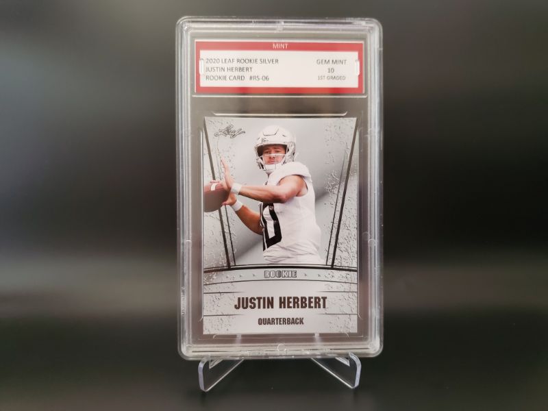 Photo 1 of 2020 LEAF JUSTIN HERBERT ROOKIE!!
IT'S GRADED ALSO...  NICE CARD HERE