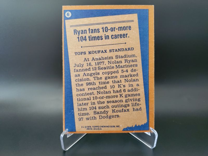 Photo 2 of 1978 TOPPS NOLAN RYAN!!
THE STRIKEOUT KING!!