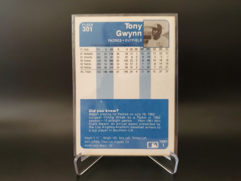 Photo 2 of 1984 FLEER TONY GWYNN!!! WHAT A SHARP CARD!!