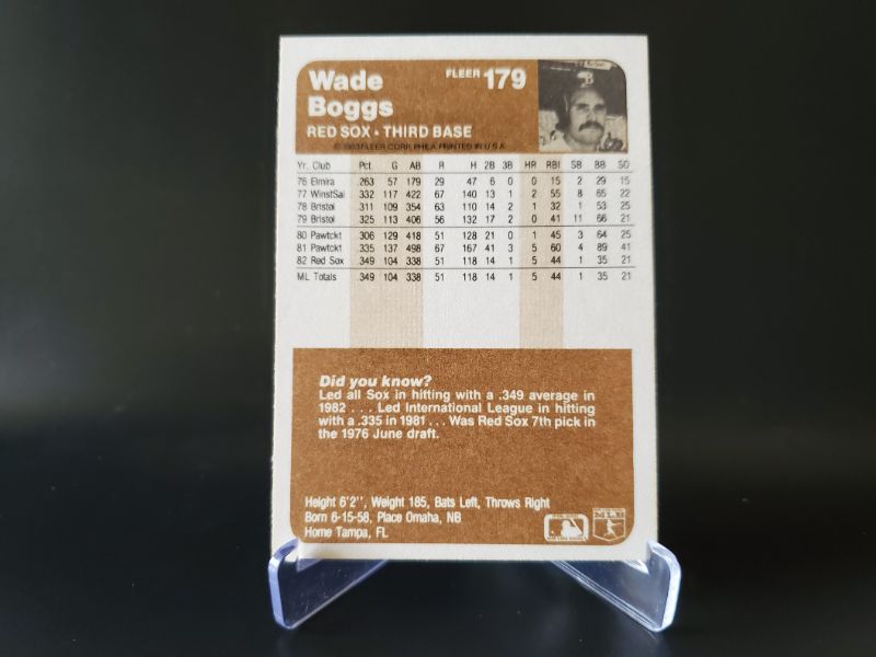 Photo 2 of 1983 FLEER WADE BOGGS ROOKIE!!  AN AMAZING SHARP CARD OF A HALL OF FAMER!! A ROOKIE CARD 
MSRP=$500