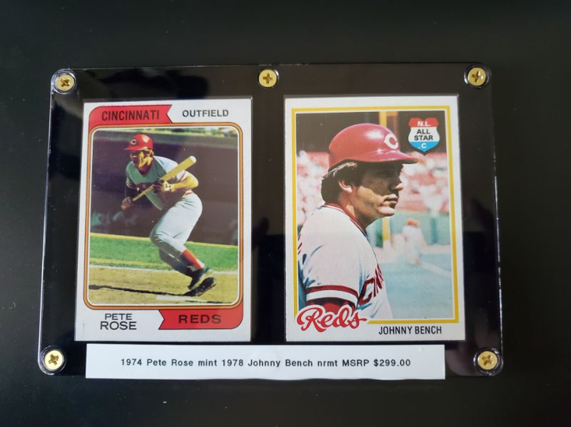 Photo 1 of 1974 PETE ROSE AND 1978 JOHNNY BENCH CARDS!! ABSOLUTELY IMMACULATE CARDS HERE!!
THE ROSE ALONE IS A VERY VALUABLE CARD!!
MSRP=$299.00