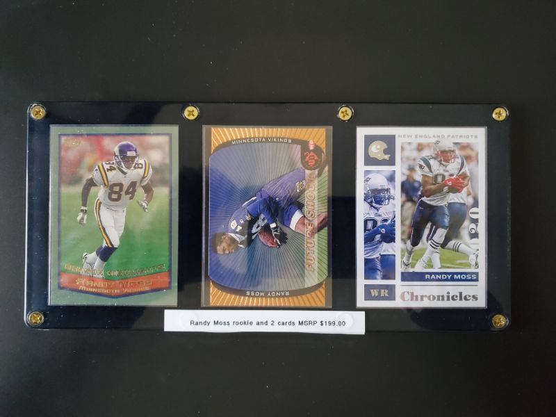 Photo 1 of (3) RANDY MOSS CARDS!! INCLUDING UPPER DECK ROOKIE!!!
MSRP=$199.00