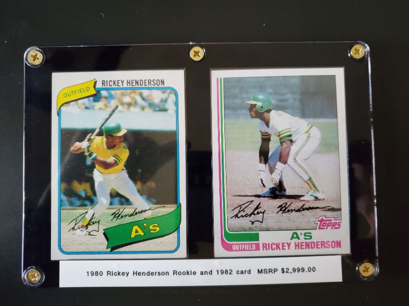 Photo 1 of 1980 TOPPS RICKEY HENDERSON ROOKIE AND 82 HENDERSON CARDS! THE ROOKIE IS SHARP!! PICS DON'T LIE
MSRP=$2,999.00