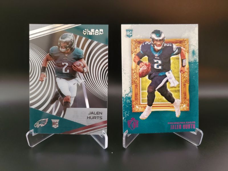 Photo 1 of 2 JALEN HURTS ROOKIE CARDS!! IMMACULATE CONDITION!!
HARD TO FIND CLEAR ROOKIE OF JALEN LEADING THE EAGLES TO THE PLAYOFFS!!