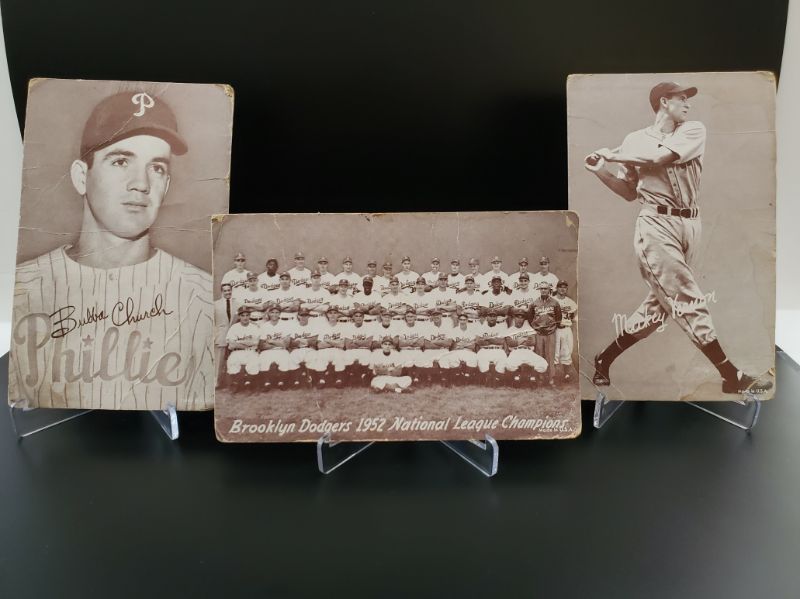 Photo 1 of 1952 LARGE CARDS FEATURING BROOKLYN DODGERS WITH JACKIE ROBINSON!!
3 OF THEM TOTAL!!