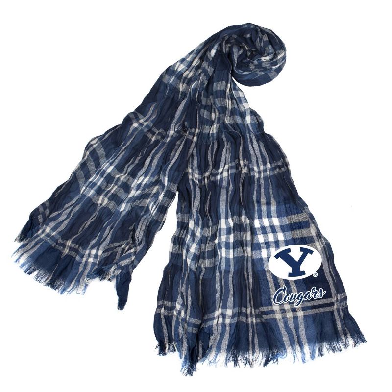 Photo 1 of BYU Cougars Plaid Crinkle Scarf
