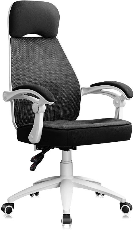 Photo 1 of DEVAISE Ergonomics Recliner Office Chair, High Back Mesh Computer Desk Chair with Adjustable Lumbar Support, White
