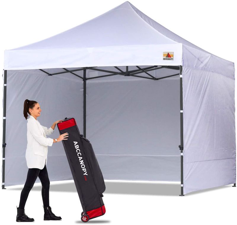 Photo 1 of ABCCANOPY Heavy Duty Ez Pop up Canopy Tent with Sidewalls 10x10, White
