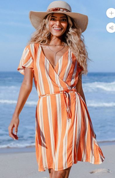 Photo 1 of Ariana Striped Wrap Dress...XS...
