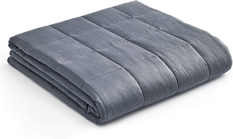 Photo 1 of YnM Weighted Blanket — Heavy 100% Oeko-Tex Certified Cotton Material with Premium Glass Beads (Dark Grey, 80''x87'' 30lbs), Two Persons(140~240lb) Sharing Use on Queen/King Bed | A Duvet Included
