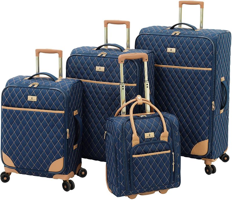 Photo 1 of LONDON FOG Queensbury Softside Spinner Luggage, Navy, 4 Piece Set