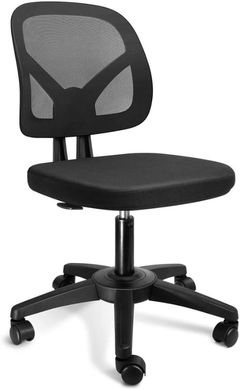 Photo 1 of KOLLIEE Armless Office Chair Mesh Ergonomic Small Desk Chair Armless Adjustable Swivel Black Computer Task Chair No Armrest Mid Back Home Office Chair for Small Spaces