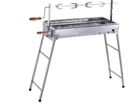 Photo 1 of ALEKO GBBQ880 Lightweight Portable Foldable Stainless Steel Charcoal Barbecue Grill with Roasting Bar