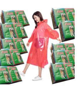 Photo 1 of Disposable Poncho Disposable Rain Poncho, 175 Waterproof Plastic Disposable Rain Ponchos for Adults, Disposable Ponchos Bulk with Hood Drawstring One Time Use Emergency Disney Concert Hiking Camping