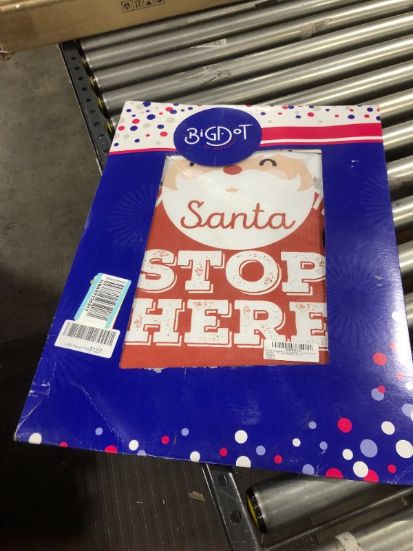 Photo 1 of Big Dot of Happiness Jolly Santa Claus - Santa Stop Here Yard Sign - Christmas Welcome Yard Sign