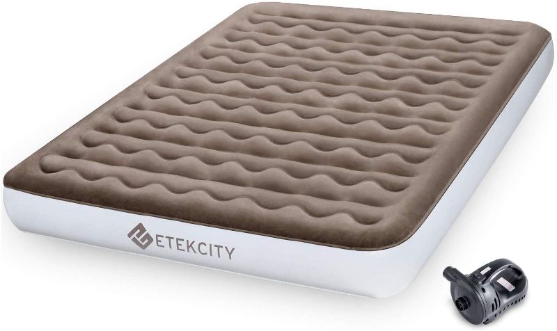 Photo 1 of Etekcity Upgraded Camping Air Mattress,Unknown Size Airbed Height 9", Inflatable Bed Blow Up Mattress Raised Airbed with Rechargeable Pump, 2-Year Warranty, Storage Bag