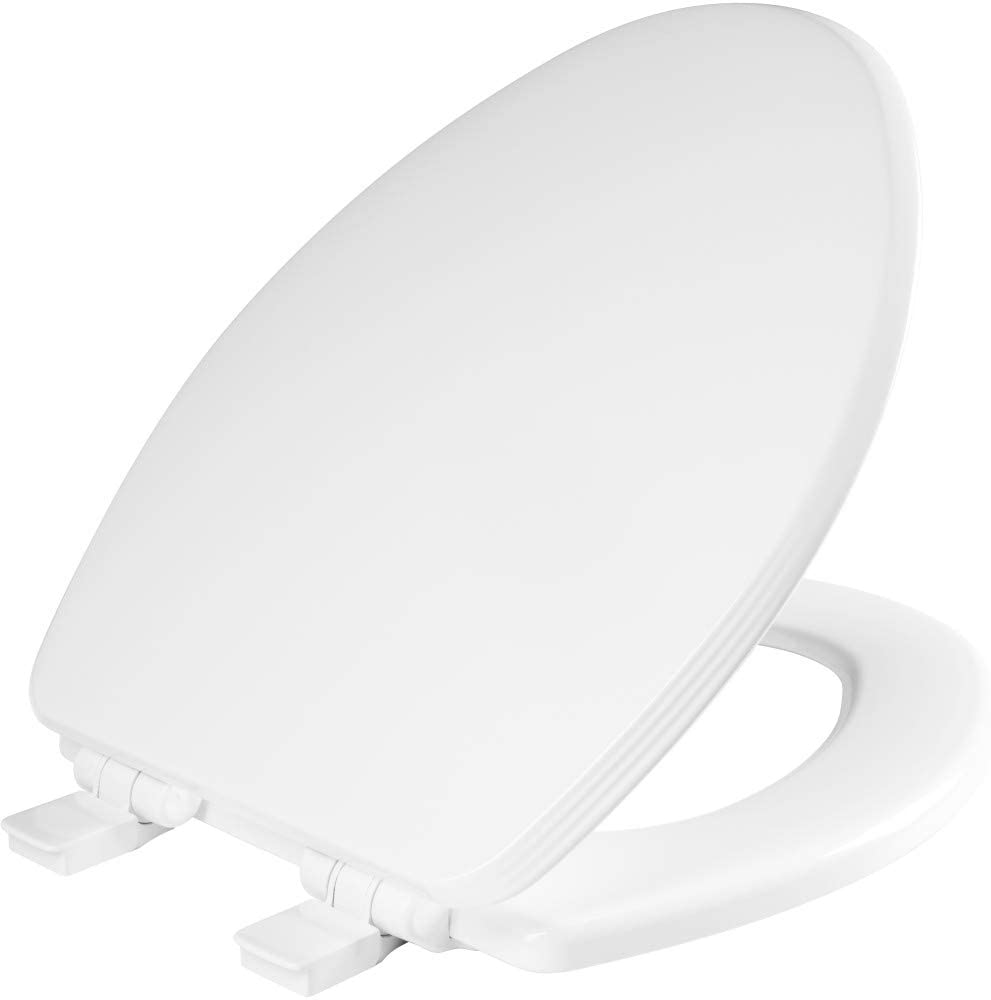 Photo 1 of BEMIS 1600E4 000 Ashland Toilet Seat with Slow Close, Never Loosens and Provide the Perfect Fit, ELONGATED, Enameled Wood, White
