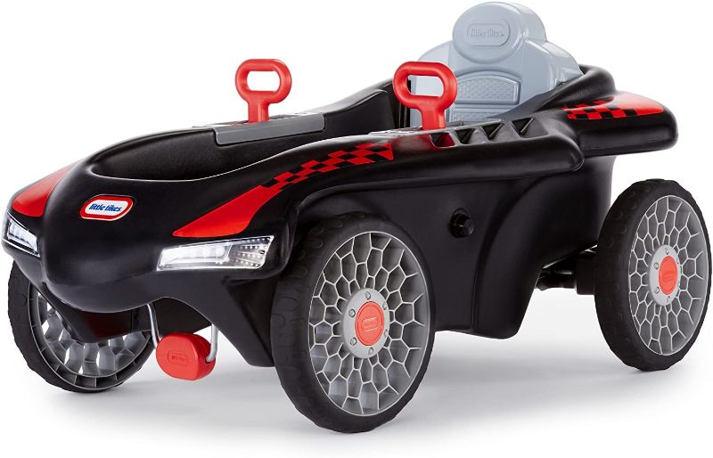 Photo 1 of Little Tikes Jett Car Racer Black, Ride On Car with Adjustable Seat Back, Dual Handle Rear Wheel Steering, Racing Control, Kid Powered Fun, Great Gift for Kids, Toys for Girls Boys Ages 3-10 Years