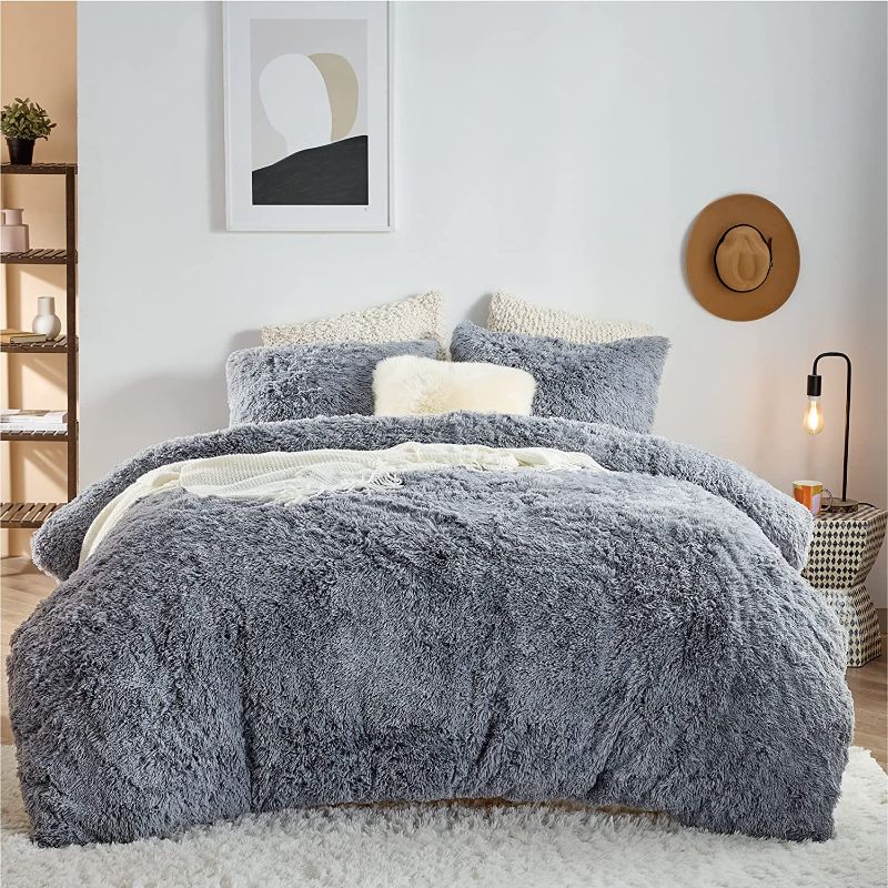 Photo 1 of Bedsure Fluffy Comforter Cover King Size - Faux Fur Fuzzy Duvet Cover Set, Luxury Ultra Soft Plush Shaggy Duvet Cover 3 Pieces(1 Duvet Cover + 2 Pillow...
