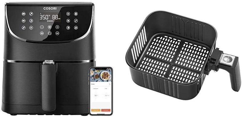 Photo 1 of COSORI Smart WiFi Air Fryer 5.8QT(100 Recipes), 1700-Watt Programmable Base for Air Frying & Air Fryer Replacement Basket 5.8QT For COSORI Black...
