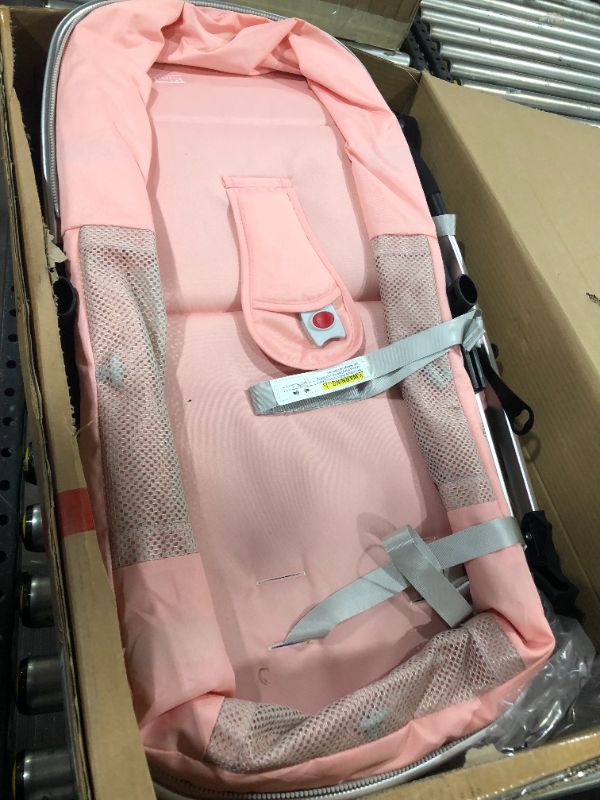 Photo 2 of Kinder King 2 in 1 Convertible Baby Stroller, Folding High Landscape Infant Carriage, Newborn Reversible Bassinet Pram, Adjustable Canopy, Diaper Bag, Anti-Shock Toddler Pushchair Stroller, Pink
