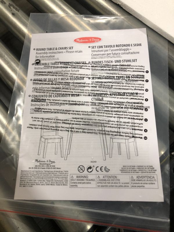 Photo 3 of Melissa & Doug Wooden Round Table and 2 Chairs Set – Kids Furniture for Playroom, Light Woodgrain and White 2-Tone Finish
