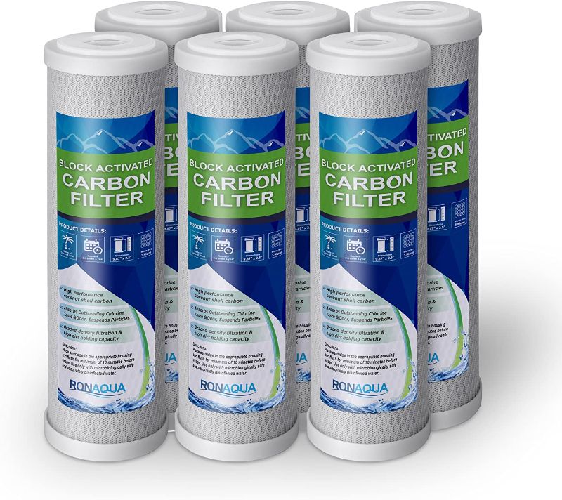 Photo 1 of 6 Block Activated Carbon 5 Micron Water Filters Set 20x4.5