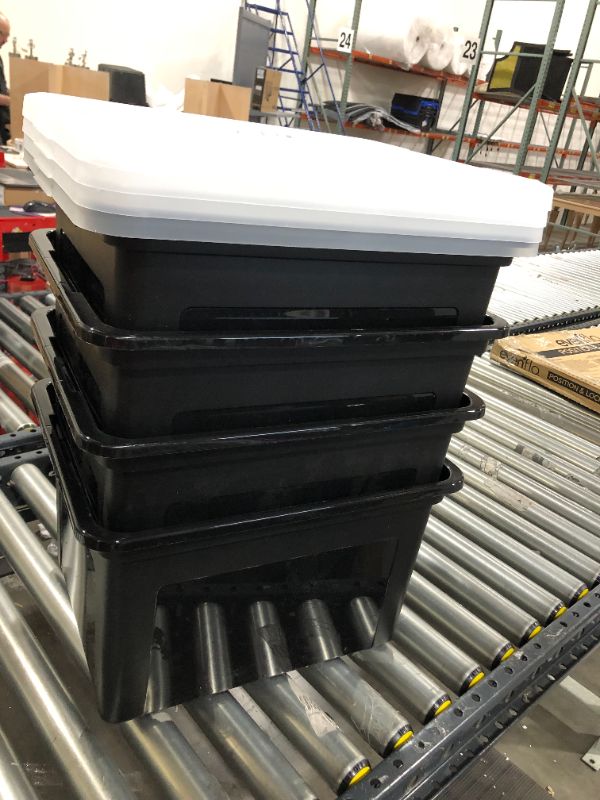 Photo 1 of 4 BLACK STORAGE BINS WITH LIDS