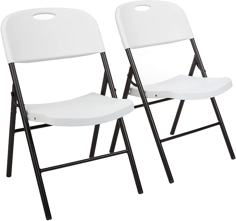Photo 1 of Amazon Basics Folding Plastic Chair, 350-Pound Capacity, White, 2-Pack