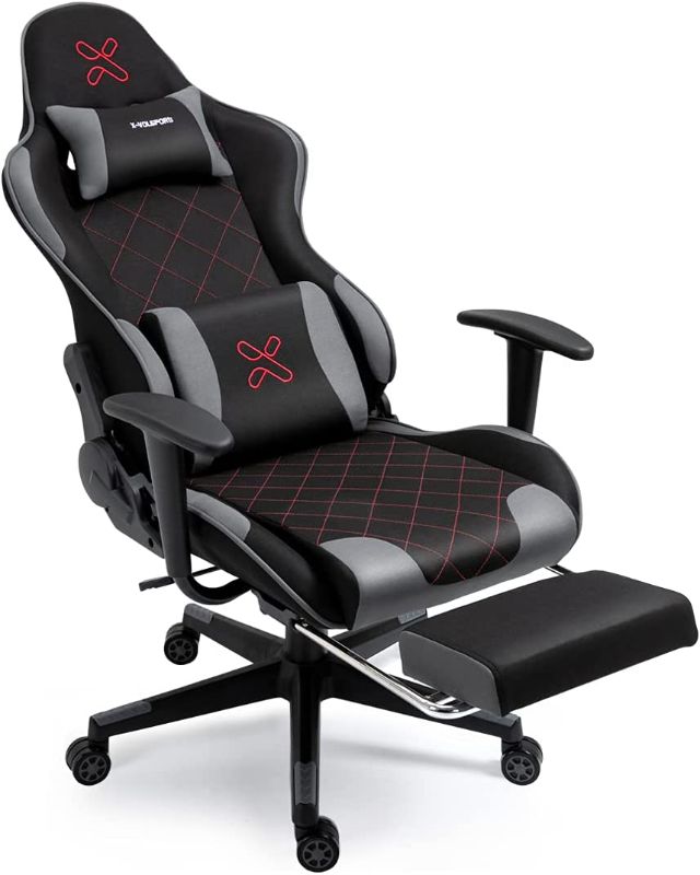 Photo 1 of X-VOLSPORT Computer Chair with Footrest Gaming Chair Office High Back Chair, Racing Style Fabric Ergonomic Video Game Chair with Headrest and Lumbar Support