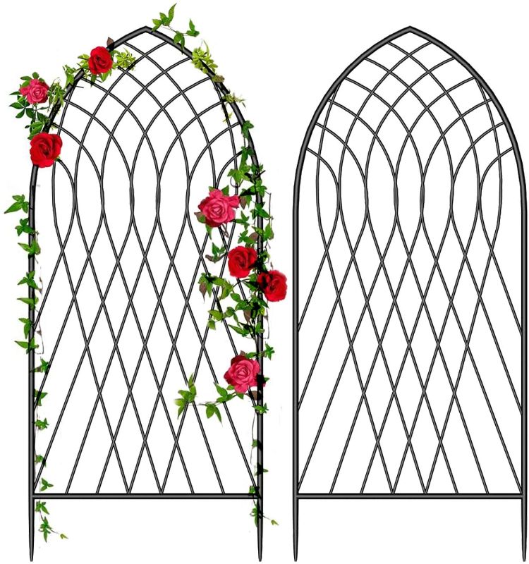 Photo 1 of Amagabeli 2 Pack Large Garden Trellis for Climbing Plants 75” x 31” Heavy Duty Rustproof Black Iron Plant Trellis for Potted Plants Support Tall Wall Metal Trellis for Rose Vegetables Cucumber GT05