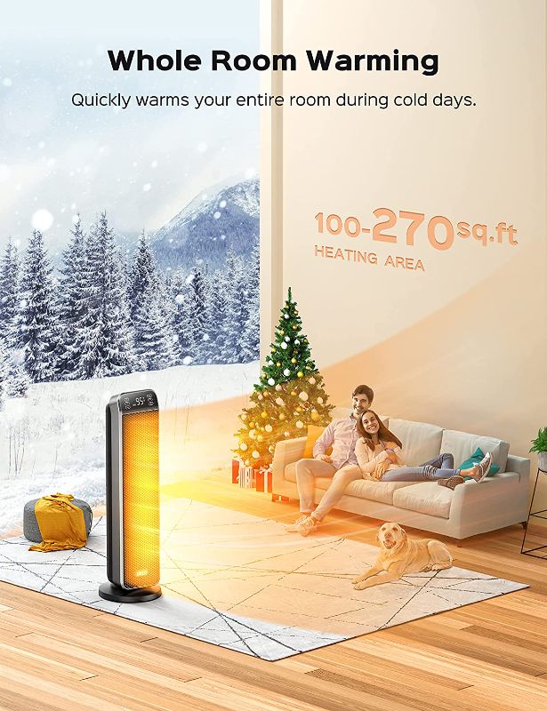 Photo 1 of Dreo 24" Space Heater, 10ft/s Fast Quiet Heating Portable Electric Heater, 3 Modes, Overheating & Tip-Over Protection, Oscillating Ceramic Heater for Bedroom, Office, and Indoor Use, Black