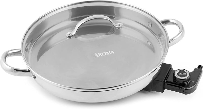 Photo 1 of Aroma Housewares AFP-1600S Gourmet Series Stainless Steel Electric Skillet 11.8 inches