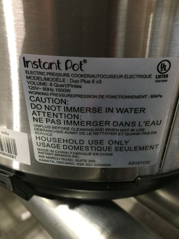 Photo 2 of Instant Pot Duo Plus 6 qt 9-in-1 Slow Cooker/Pressure Cooker