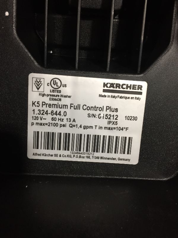 Photo 3 of Karcher 13246440 K 5 Premium Full Control Plus Electric Pressure Washer, Yellow