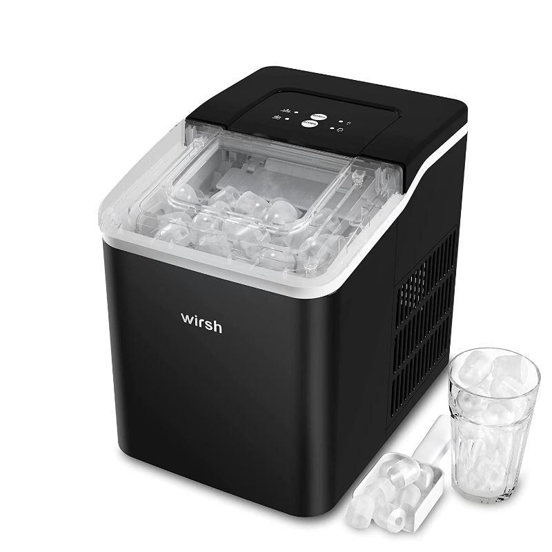 Photo 1 of wirsh Ice Maker- Countertop Ice Machine with Two Ice Cube Sizes, Countertop Ice Maker with LED Lights, Make 26lbs Ice in 24 Hours, 9 Cubes Ready in 7 mins, Portable Ice Maker with Ice Scoop,Basket