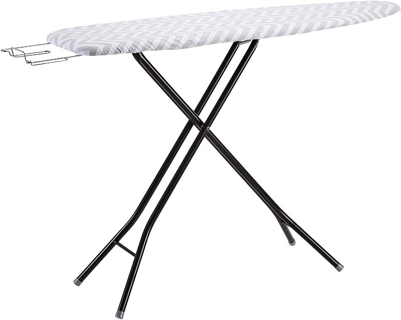 Photo 1 of Amazon Basics Full-Size Ironing Board - 4-Leg Fold-Up, Chevron Removable Cover