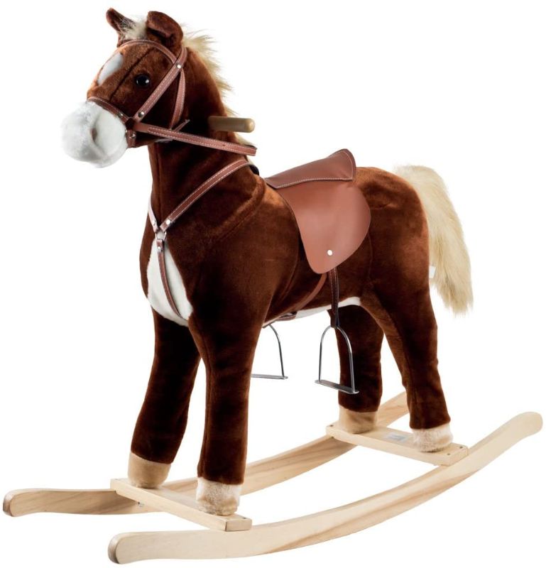 Photo 1 of Happy Trails: Plush Rocking Horse, Brown, 35.25" x 11.875" x 32" (80-6103)