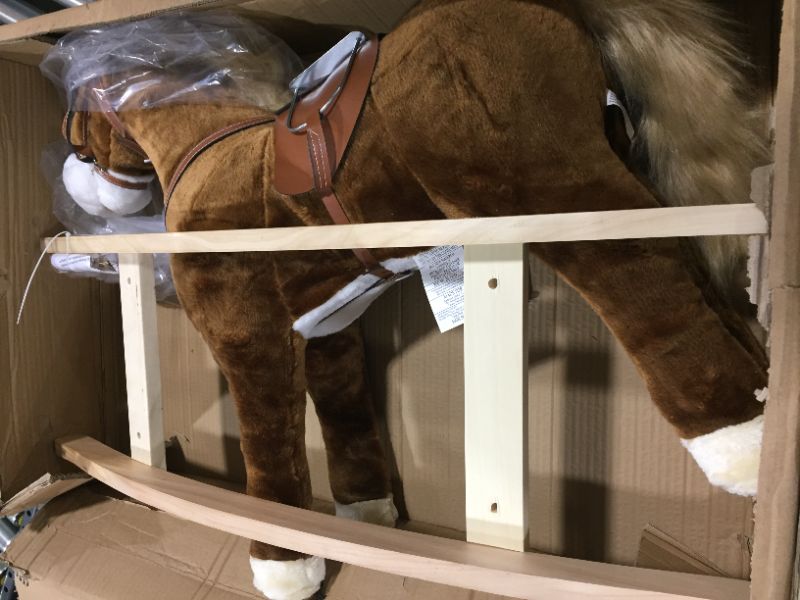 Photo 1 of Happy Trails: Plush Rocking Horse, Brown, 35.25" x 11.875" x 32" (80-6103)