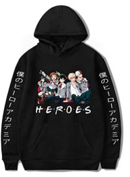 Photo 1 of Anime Hero Academia Hoodie Boku No Hero Academia MHA Friends Printed Hooded Sweatshirt for Women Size Large