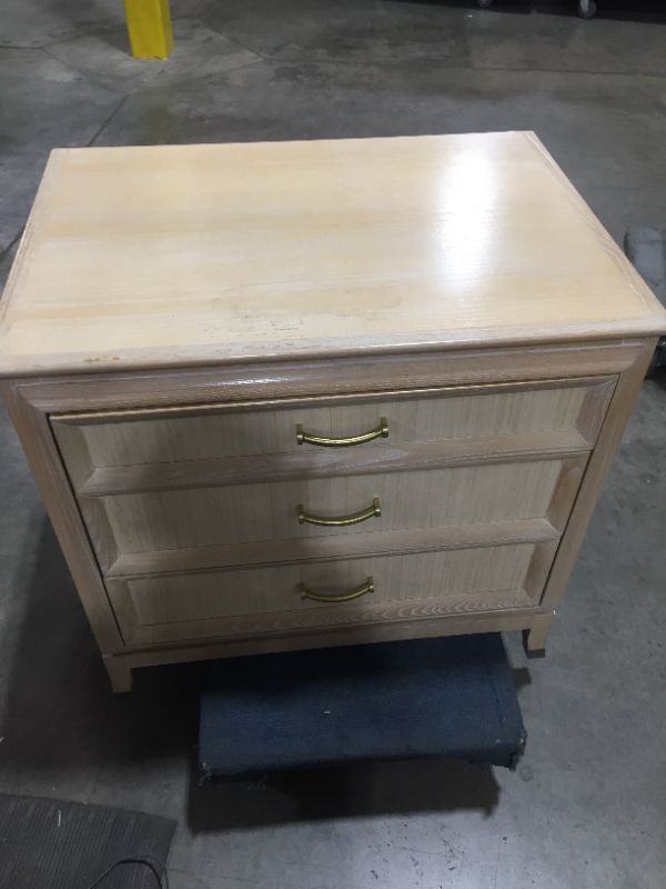 Photo 3 of 3 DRAWER NIGHT STAND WITH GLASS TOP 22L X 30W X 29H INCHES