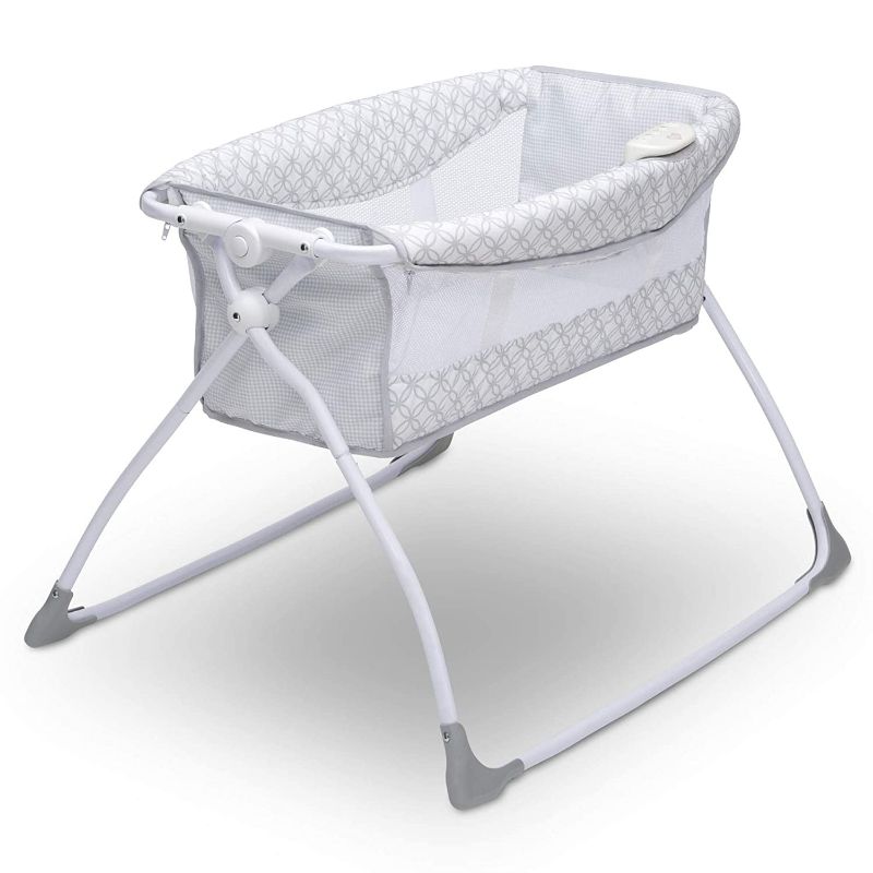 Photo 1 of Delta Children Newborn Soothing Sleeper Bassinet - Portable Baby Crib with Compact Fold, Grey Infinity
