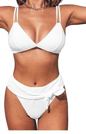 Photo 1 of CUPSHE Women's Bikini Swimsuit Knotted V Neck Double Straps Two Piece Bathing Suit size M
